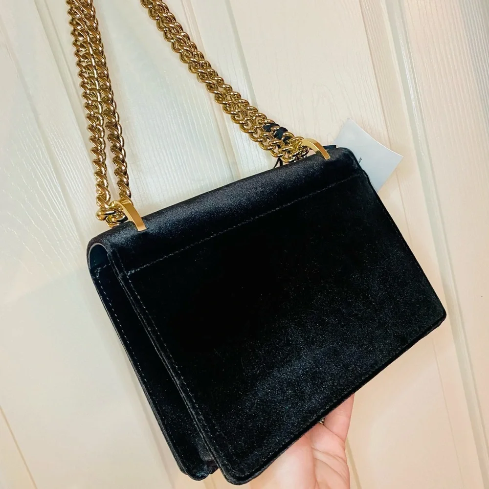 NEW! Kate Spade Cameron St Floral Embellish Marci Black Velvet Bag